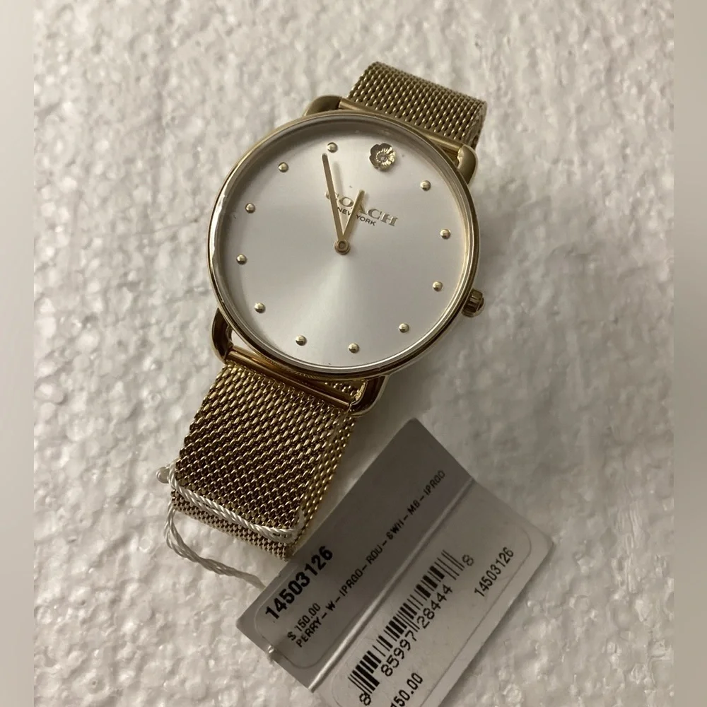 Coach Women's Elliot Gold-Tone Stainless Steel Mesh Bracelet Watch 36mm